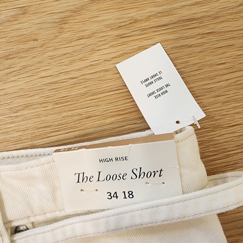 Abercrombie & Fitch The Loose Short High Rise Belt 32/18 Cream Denim 40" Waist - Picture 2 of 9